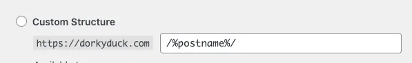 Custom URL structure input field