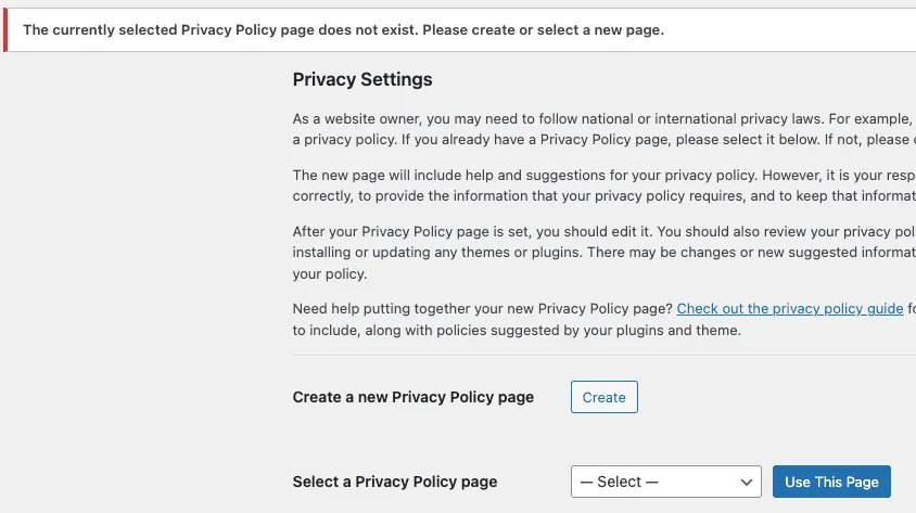 Privacy policy page does not exist.
