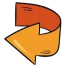 Colorful arrow pointing left
