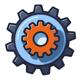 Blue and orange gear icon