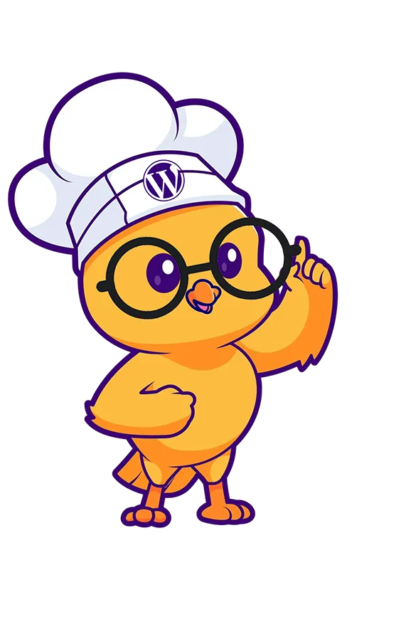 Cartoon duck chef with glasses
