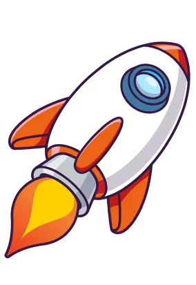 Colorful rocket launching into space