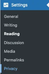 Settings menu with reading options