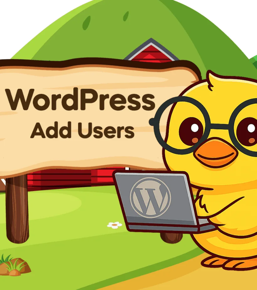 Cartoon duck promoting WordPress user addition