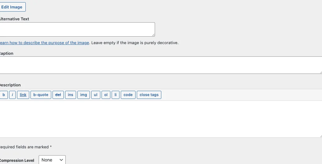 Image editing interface with fields