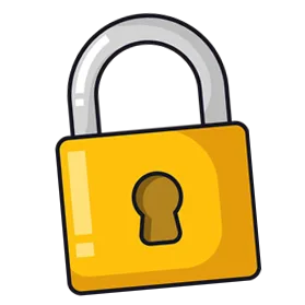 Yellow padlock with silver shackle