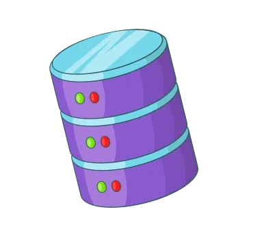Three stacked colorful database servers