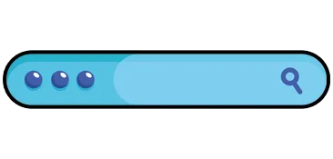 Blue search bar with three dots