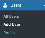 User management interface with options
