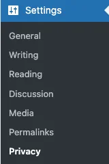 Settings menu with Privacy option highlighted